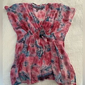 Floral Pink and Blue Women's Top or bathing suit top